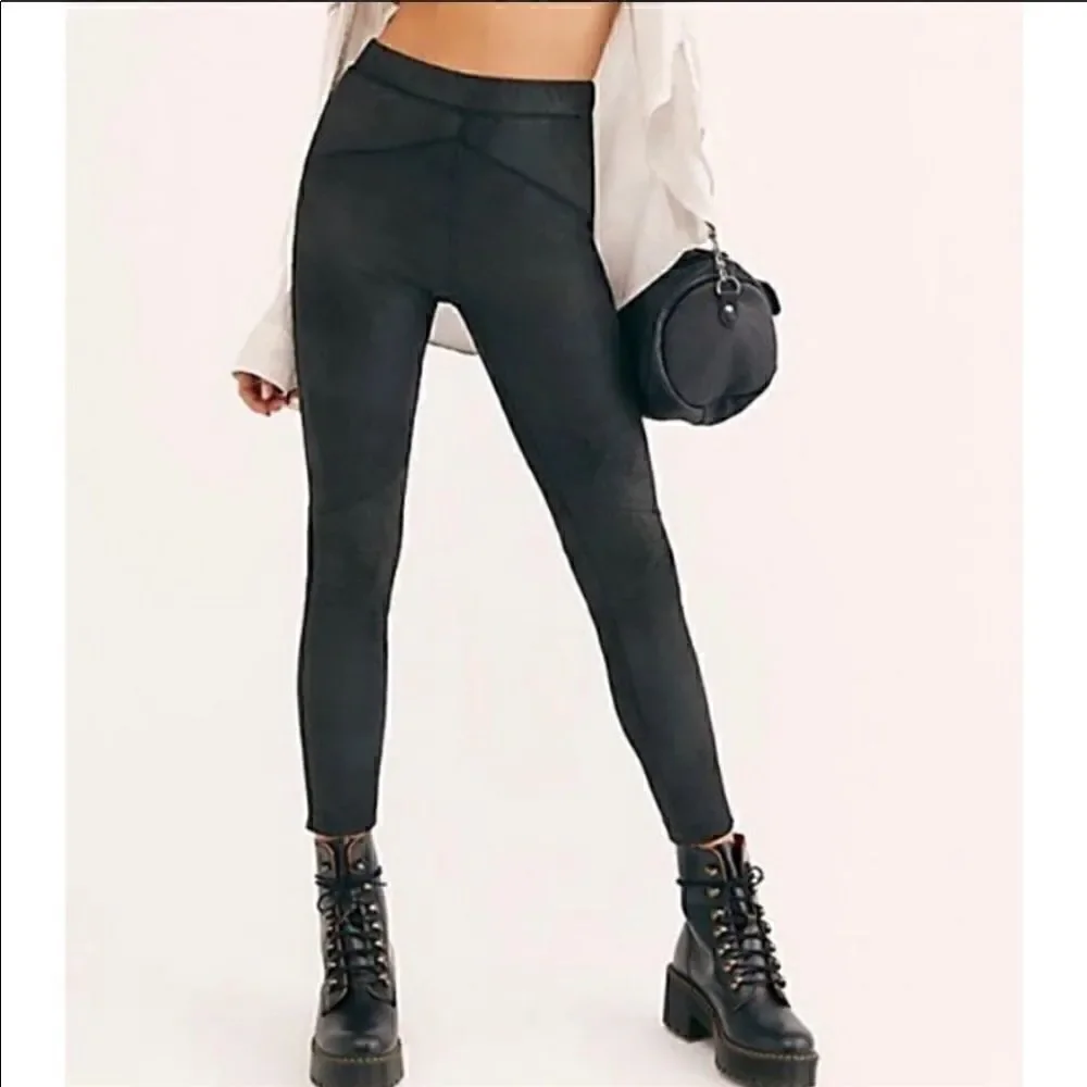 Free People Vegan Suede Black Leggings